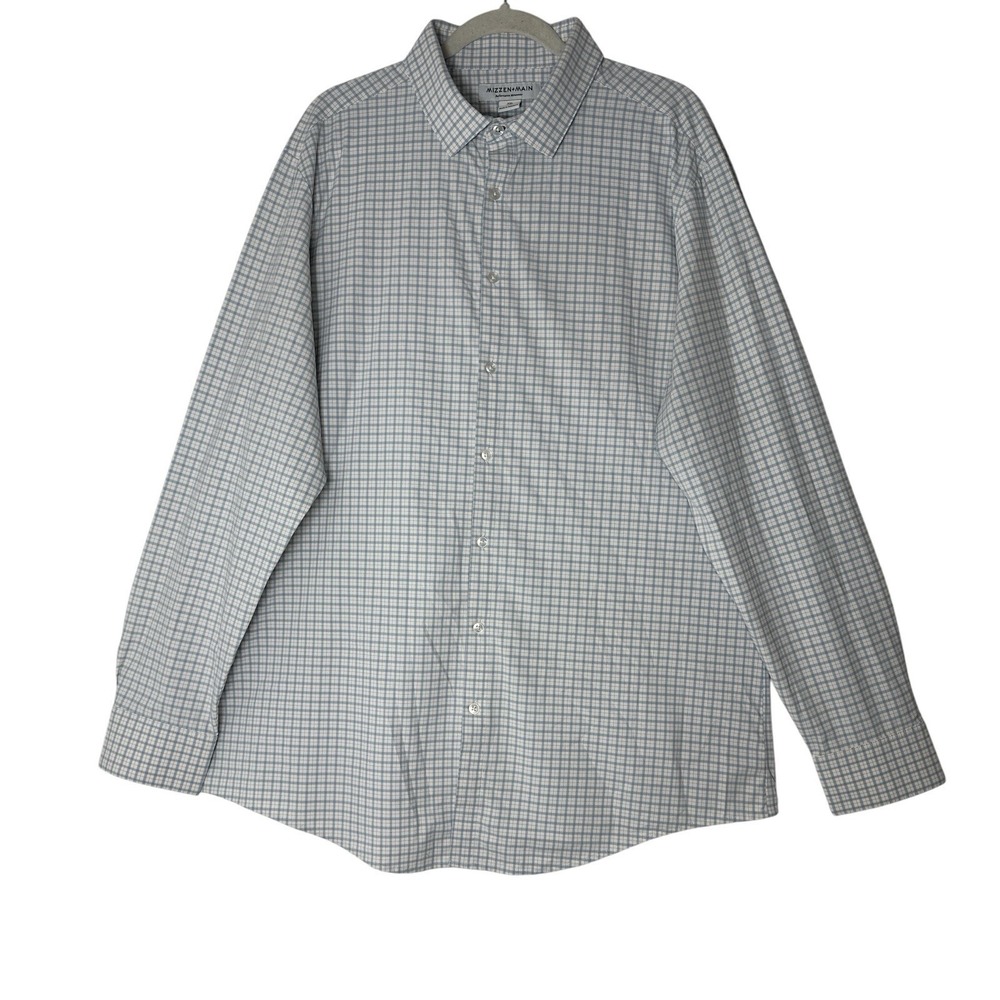 Mizzen Main Performance Shirt Men's 2XL Plaid Trim Stretch Lightweight Career